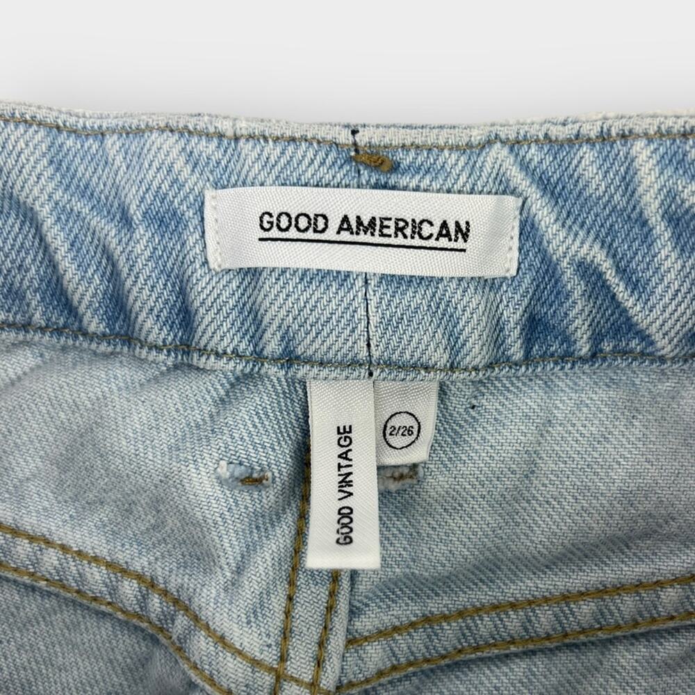 Good American Good Vintage Distressed Straight Leg Jeans in Blue447 Size 2/26 - Picture 5 of 8